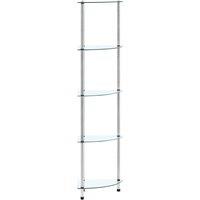 Berkfield Home 5-Tier Shelf Transparent 30x30x130 cm Tempered Glass in Clear | Size: 30 x 30 x 130 cm