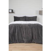 OHS Reversible Teddy Duvet Cover with Pillowcase in Grey | Size: Double
