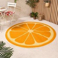 Orange Outdoor Rug Round Garden Waterproof Mat Area Floor Non Slip