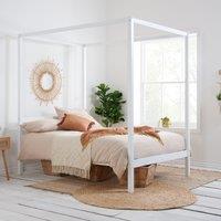 Birlea Four Poster Bed Frame Solid Wood 4 Poster Canopy Mercia in White | Size: Double