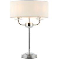 Netlighting Nixon 2 Light Table Lamp Nickel Plate White Silk Effect Crystal Glass E14