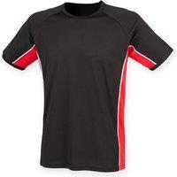 Finden & Hales Men's Short Sleeve Performance Panel Sports T-Shirt in True Black | Size: XS