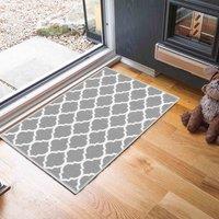Desire Rugs Anti-Slip Trellis Design Doormat - Machine Washable for Easy Care in Grey | Size: 80 cm x 150 cm