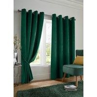 Luxury Living Velvet Ring Top Blackout Curtains in Green | Size: 168 cm width x 137 cm drop