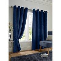 Luxury Living Velvet Ring Top Blackout Curtains in Blue | Size: 117 cm width x 137 cm drop