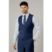 Burton Men's Navy Blue Check Tailored Fit Waistcoat | Size: Medium