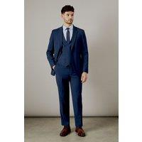 Burton Men's Navy Blue Check Tailored Fit Trousers | Size: 30S