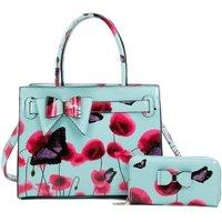 Poppy Patterned 2 in 1 Ribbon Tote Bag with Purse