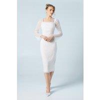 Sequin Flare Sleeve Column Wedding Midi Dress