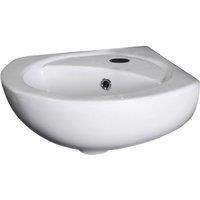 Balterley Adley Cloakroom Wall Hung Corner 1 Tap Hole Basin Overflow 450mm White
