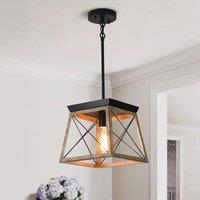 Farmhouse Metal Cage Pendant Light Adjustable Height