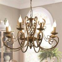 Garwarm 8-Light Vintage Metal Chandelier with Adjustable Height in Bronze