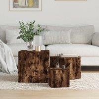 Berkfield Home Side Tables 3 pcs Smoked Oak Engineered Wood in Brown