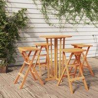 Berkfield Home 5 Piece Folding Bar Set Solid Wood Teak in Brown