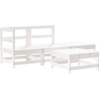 4 Piece Garden Lounge Set White Solid Wood Pine
