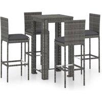 Berkfield Home 5 Piece Garden Bar Set with Cushions Poly Rattan Grey