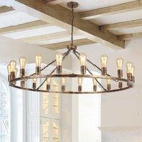 20-Light Bronze Wagon Wheel Chandelier