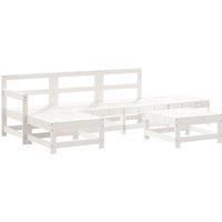6 Piece Garden Lounge Set White Solid Wood Pine
