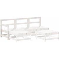 5 Piece Garden Lounge Set White Solid Wood Pine