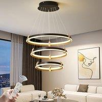 Modern 3-Ring 90W Black Acrylic Dimmable Pendant Light
