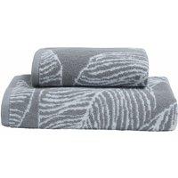 Fusion 'Matteo' Luxury 100% Cotton Leaf Motif Jacquard Towel in Grey | Size: Bath Sheet