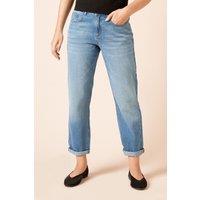 Dorothy Perkins Women's Boyfriends Ankle Grazer Fold Up Jeans in Light Wash | Size: 12