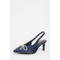 Quiz Women's Navy Wide Fit Sling Back Heels | Size: 4