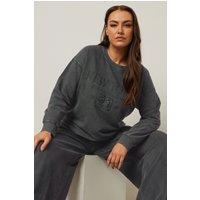 Yours Women's 'New York' Slogan Sweatshirt in Charcoal | Size: 20