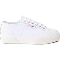 Superga Women's 2740 Nappa Leather Platform Trainers in White | Size: 6.5