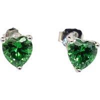 Harfi Women's Emerald Heart Sterling Silver Stud Gemstone Earrings in Green