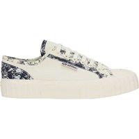 Superga Women's 2630 Stripe Sketched Flowers Trainers in Beige | Size: 4