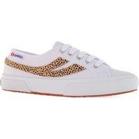 Superga Women's 2953 Cotu Cheetah Print Cowhide Leather Trainers in White | Size: 2.5