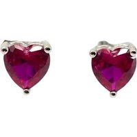 Harfi Women's Ruby Heart Sterling Silver Stud Gemstone Earrings