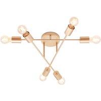 Happy Homewares Industrial Designer Styled Ceiling Light with Straight Metal Arms in Gold