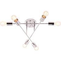 Happy Homewares Industrial Designer Styled Ceiling Light with Straight Metal Arms in Silver