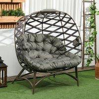 OUTSUNNY 2 Seater Egg Chair Outdoor Garden Furniture Chair w/ Cushion in Brown