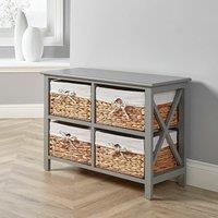 Home Source Dartmouth 4 Drawer Storage Unit Fully Assembled in Grey