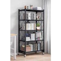 5-Tier Collapsible Metal Storage Shelf with Casters