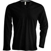Kariban Men's Slim Fit Long Sleeve V Neck T-Shirt in Black | Size: Large