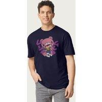 Gloomy Bear Men's The Naughty Grizzly Bites Pity Kanji Anime T-Shirt in Navy | Size: Medium