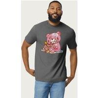 Gloomy Bear Men's The Naughty Grizzly Junk Food Feast Anime T-Shirt in Charcoal | Size: Large
