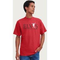 Elvisly Yours Men's The King Of Rock & Roll Elvis Presley T-Shirt in Red | Size: XL
