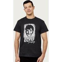Elvisly Yours Men's Singer Elvis Presley Black & White Retro T-Shirt | Size: Medium