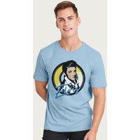 Elvisly Yours Men's Elvis Presley Retro Yellow Circle Logo T-Shirt in Light Blue | Size: Medium