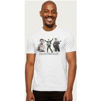Elvisly Yours Men's Elvis Presley Trio Montage T-Shirt in White | Size: Small