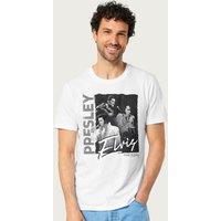 Elvisly Yours Men's Retro Elvis The King Montage T-Shirt in White | Size: Medium