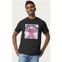 Gloomy Bear Men's The Naughty Grizzly Zombie White Splats Anime T-Shirt in Black | Size: Large