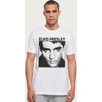 Elvisly Yours Men's Elvis Presley B& W Face T-Shirt in White | Size: Small