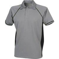 Finden & Hales Men's Piped Performance Sports Polo Shirt in Mid Grey | Size: Large