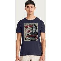 Rocky Horror Show Men's Dr Frank N Furter Time Warp Alive On Stage T-Shirt in Navy | Size: Medium